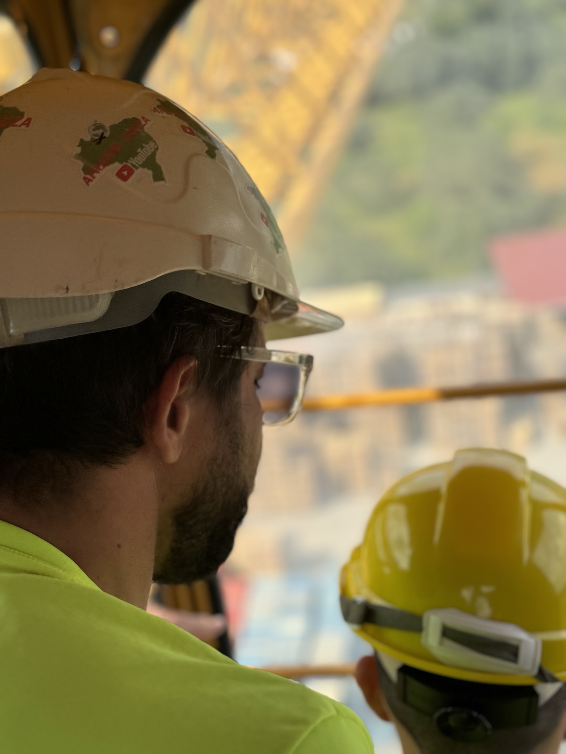 Orientação dentro da cabine de uma grua durante a formação